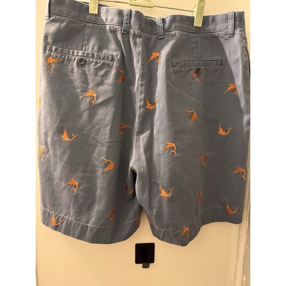 J.Crew Men Blue Shorts Embroidered Swordfish Cotton 36 Waist - Picture 3 of 3